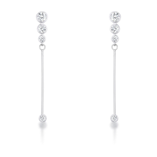 Chitsa Graduated CZ Silver Linear Earrings