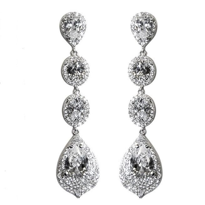 Chloey Linear CZ Chandelier Earrings