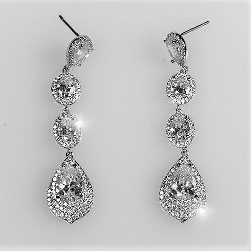Chloey Linear CZ Chandelier Earrings