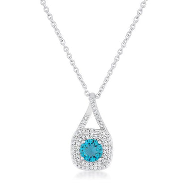 Christal Aqua Double Halo Pendant | 2.5ct