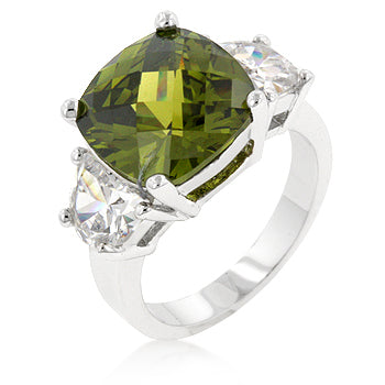 Clare 11mm Olive CZ Three Stone Ring | 7.5ct