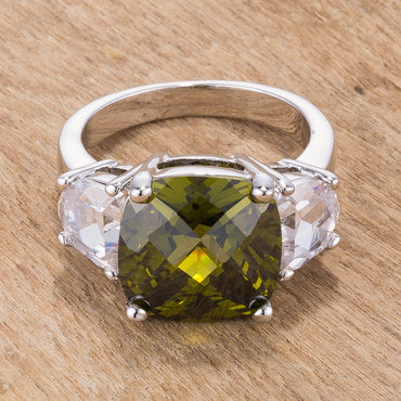 Clare 11mm Olive CZ Three Stone Ring | 7.5ct