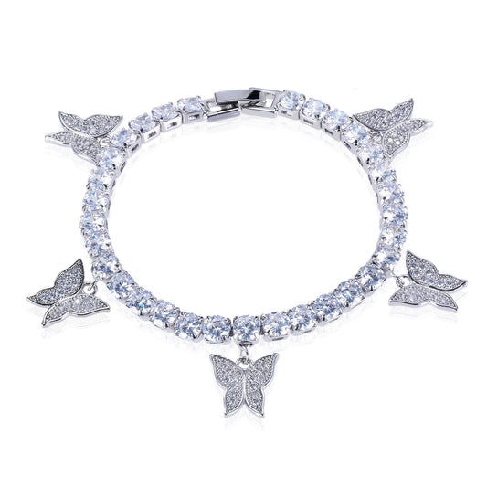 Clare 5mm CZ Butterfly Charm Tennis Bracelet | 7.25in