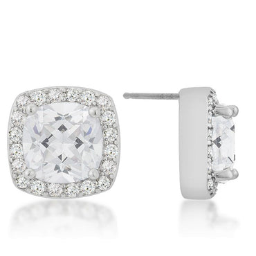 Clarissa 8mm Cushion Halo Stud Earrings |