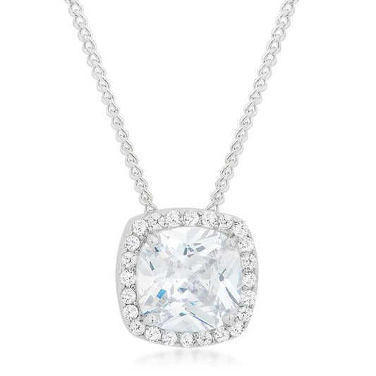 Clarissa 10mm Cushion CZ Halo Pendant | 5.6ct