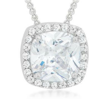 Clarissa 10mm Cushion CZ Halo Pendant | 5.6ct