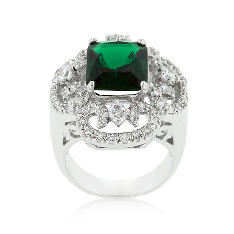 Coco Vintage Emerald Green Cocktail Statement Ring
