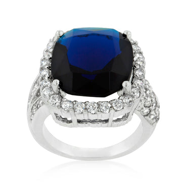 Dalphine 16mm Sapphire Cushion CZ Ring | 20ct
