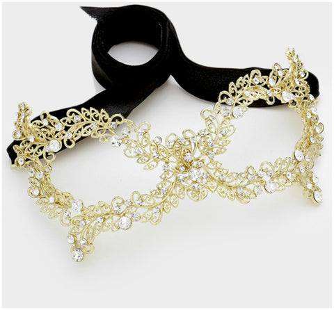 Daniel Filigree Vine Masquerade Mask | Crystal | Gold