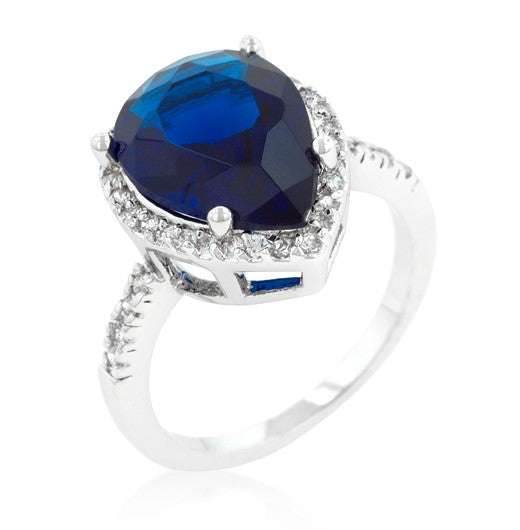 Della 14mm Sapphire Pear CZ Ring | 7ct