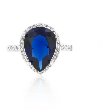 Della 14mm Sapphire Pear CZ Ring | 7ct