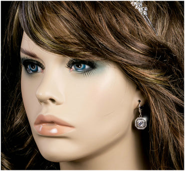 Dena Double Halo Octagon Drop Earrings - Beloved Sparkles