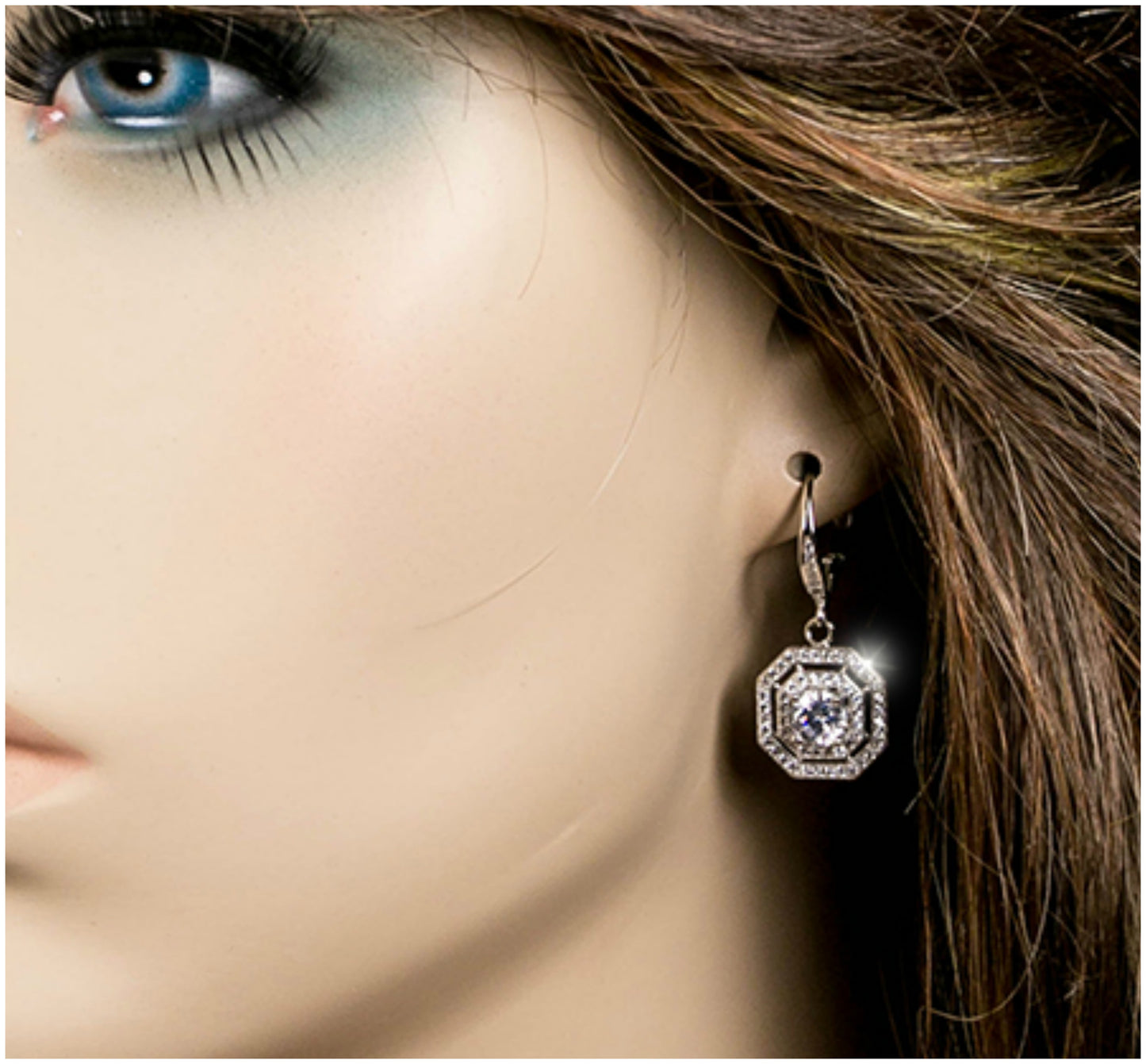 Dena Double Halo Octagon Drop Earrings - Beloved Sparkles