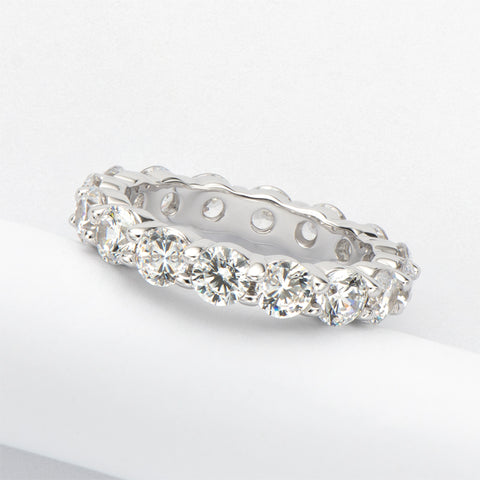 Elana 4mm Round CZ Eternity Stackable Ring | 6ct | Sterling Silver