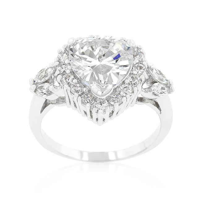 Elise 10mm Heart CZ Engagement Ring | 3.5ct | 5ct