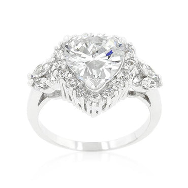 Elise 10mm Heart CZ Engagement Ring | 3.5ct | 5ct