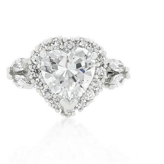 Elise 10mm Heart CZ Engagement Ring | 3.5ct | 5ct
