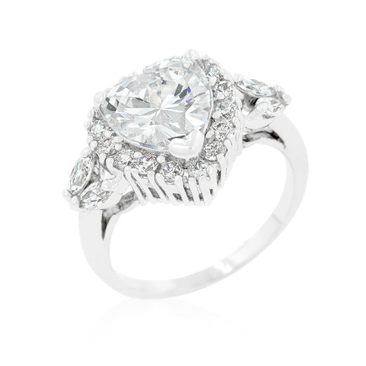 Elise 10mm Heart CZ Engagement Ring | 3.5ct | 5ct