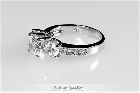Elizabeth Three Stone Rose Gold Engagement Ring | 3ct