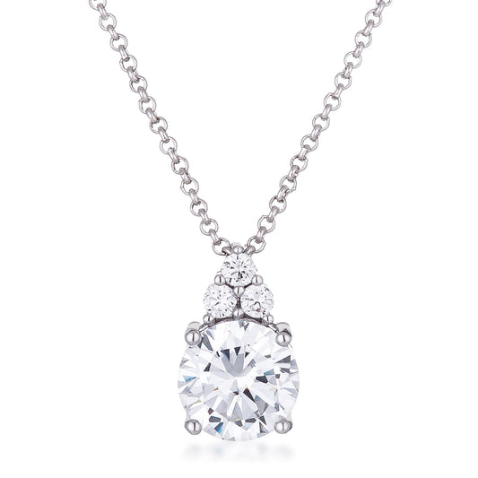 Abigail 9mm Round CZ Pendant Necklace | 3ct