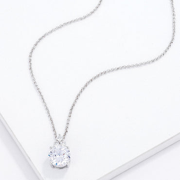 Abigail 9mm Round CZ Pendant Necklace | 3ct
