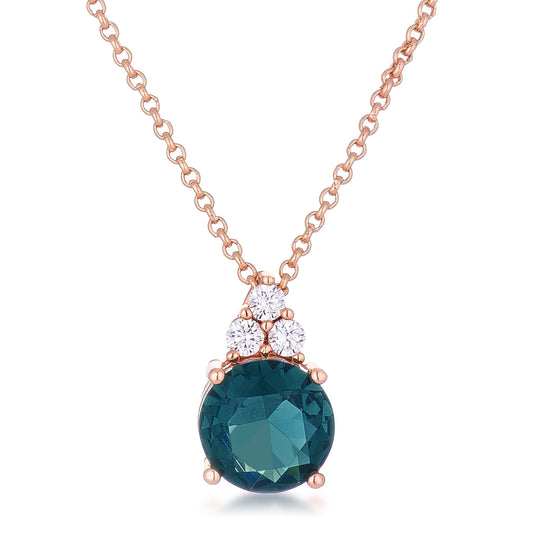 Abigail 9mm Blue Green Round CZ Pendant | 3ct