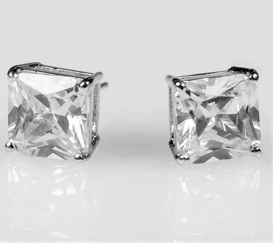 Etta Princess CZ Stud Earrings | 4mm-6mm-8mm-10mm