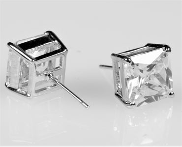Etta Princess CZ Stud Earrings | 4mm-6mm-8mm-10mm