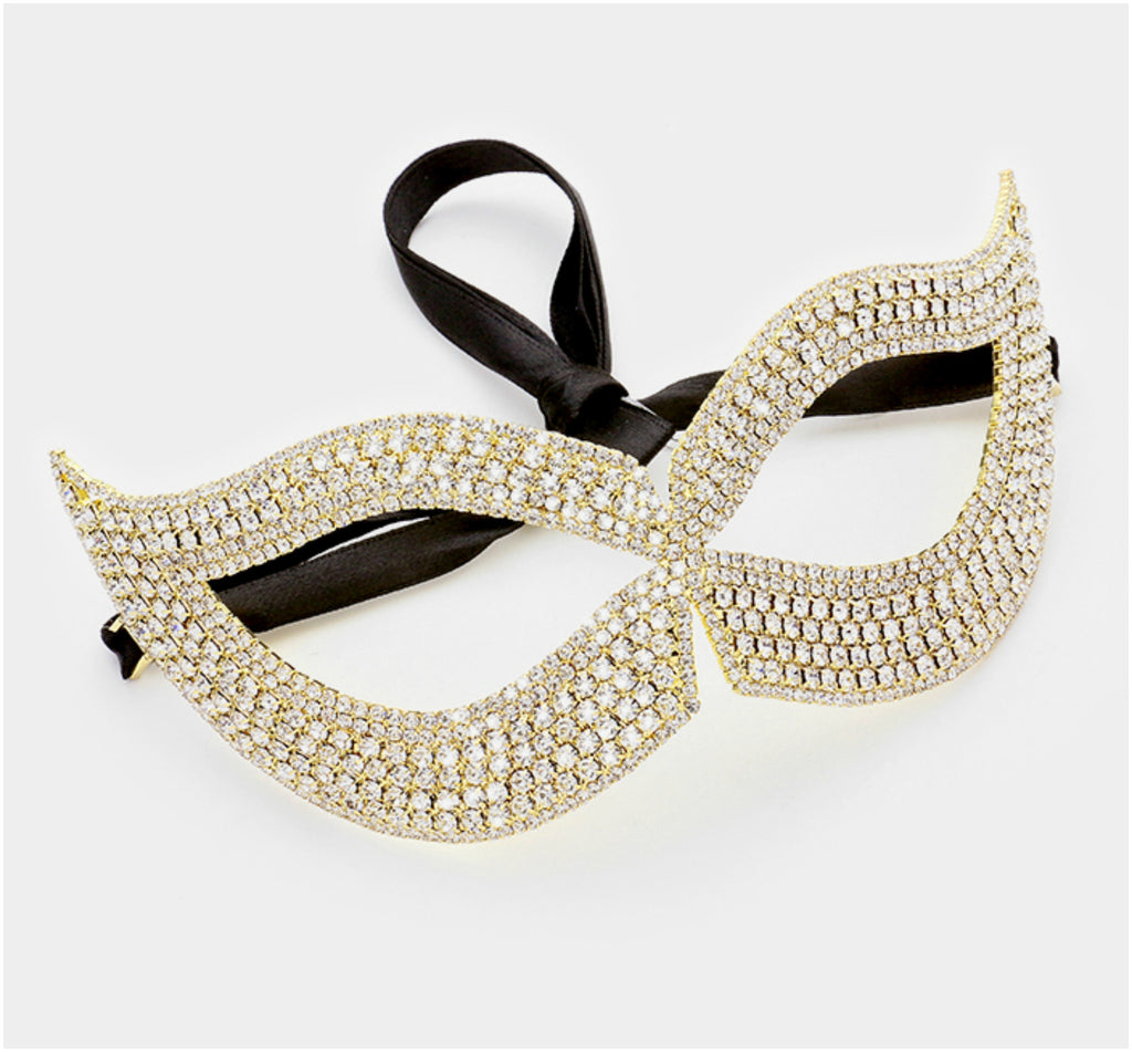 Filipia Custer Cat Eye Masquerade Mask | Gold | Crystal - Beloved Sparkles
