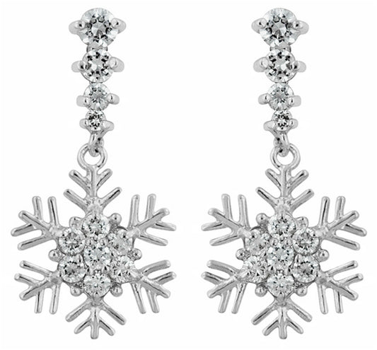 Telmae CZ Snowflake  Drop Earrings | 1.5ct
