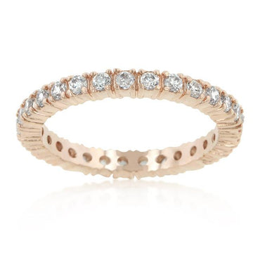 Gabia 2mm Round CZ Rose Gold Eternity Ring | 2ct