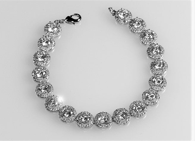 Galina 6mm Round Halo Statement Bracelet | 7in