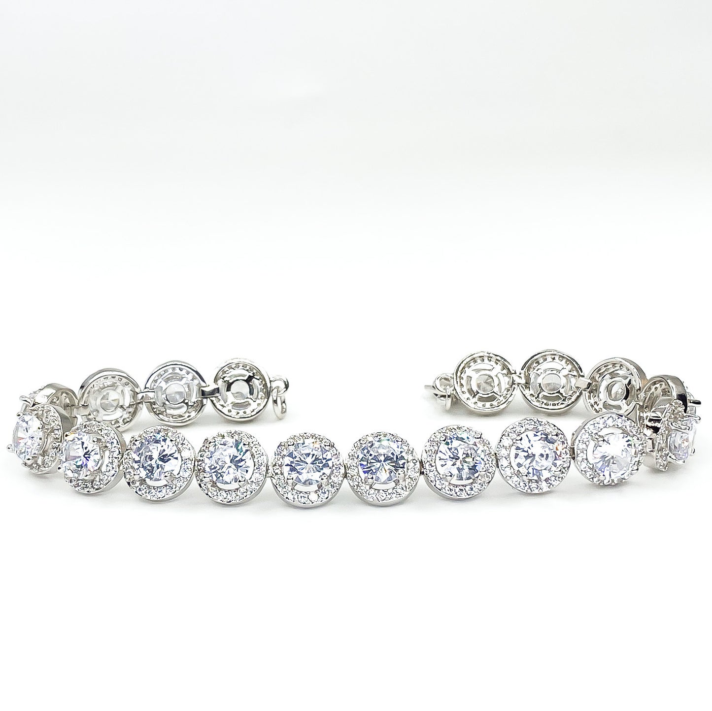 Galina 6mm Round Halo Statement Bracelet | 7in