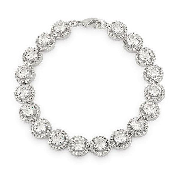 Galina 6mm Round Halo Statement Bracelet | 7in