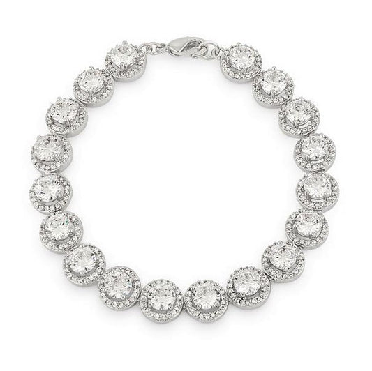 Galina 6mm Round Halo Statement Bracelet | 7in
