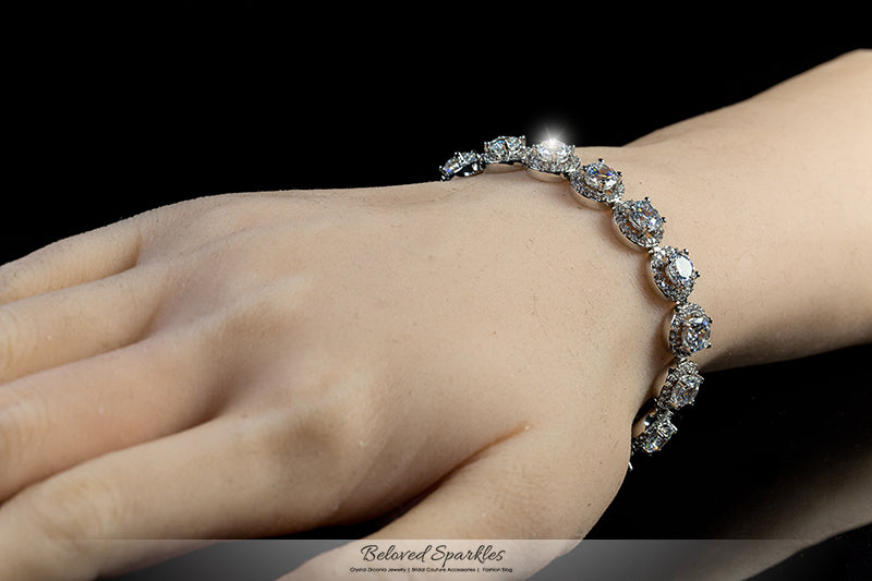 Galina 6mm Round Halo Statement Bracelet | 7in