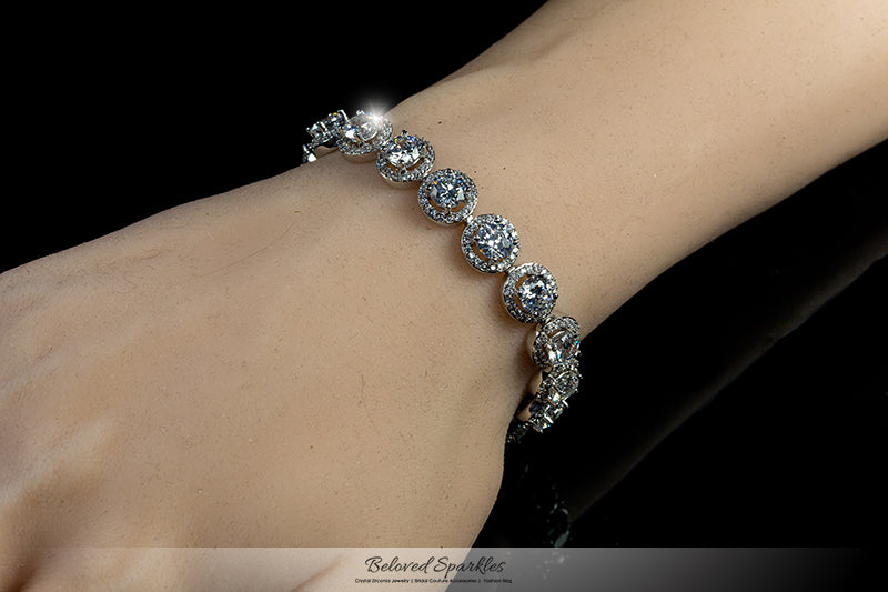 Galina 6mm Round Halo Statement Bracelet | 7in