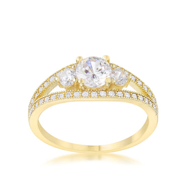 Genna Three Stone Round CZ Ring | 1.6ct