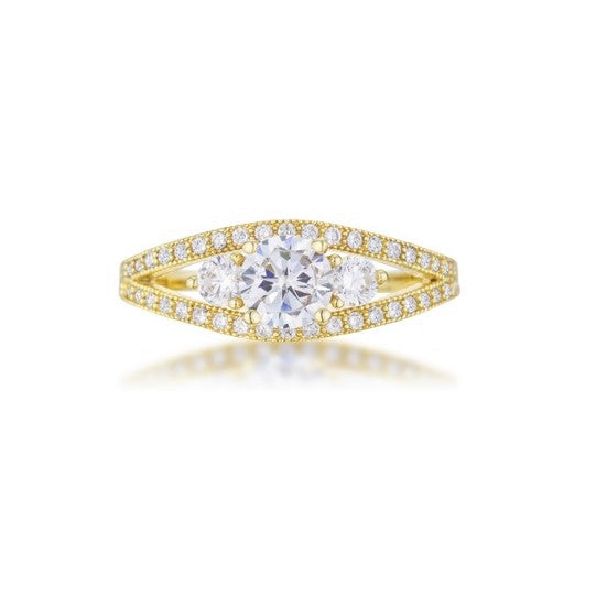 Genna Three Stone Round CZ Ring | 1.6ct