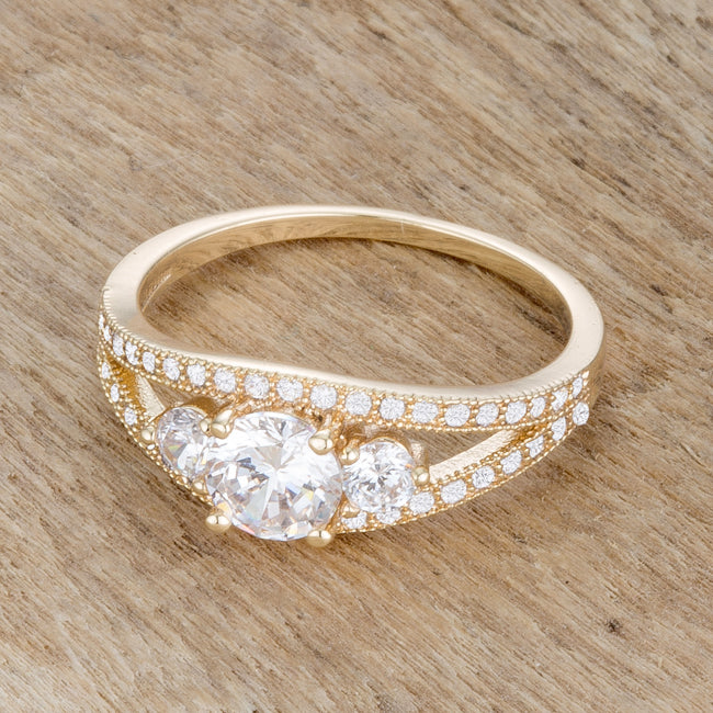 Genna Three Stone Round CZ Ring | 1.6ct