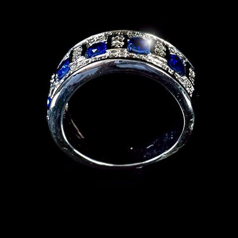 Gina Sapphire and Clear Encrusted Band Ring | 3ct