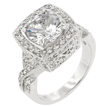 Giovanna Vintage Filigree 10mm CZ Engagement Ring | 4ct | 9ct