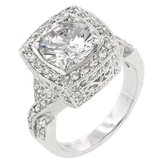 Giovanna Vintage Filigree 10mm CZ Engagement Ring | 4ct | 9ct
