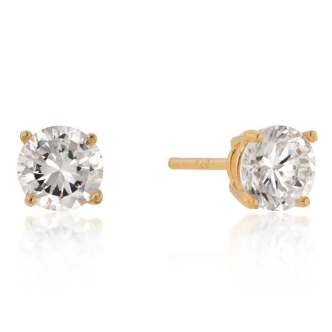 Haley Round Cut Gold Stud Earrings – 4mm  | 0.5ct | Sterling Silver