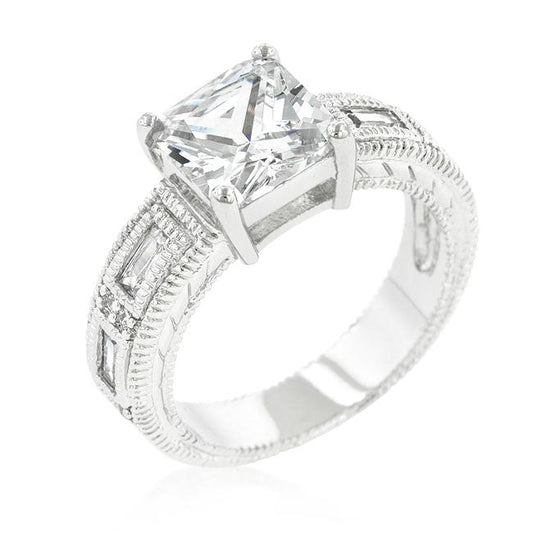 Halle 8mm Princess CZ Engagement Ring | 3ct