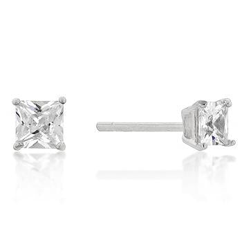 Halsey 4mm Princess Cut Stud Earrings | 0.5ct | Sterling Silver