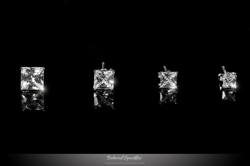 Halsey 7mm Princess CZ Stud Earrings | 2ct | Sterling Silver