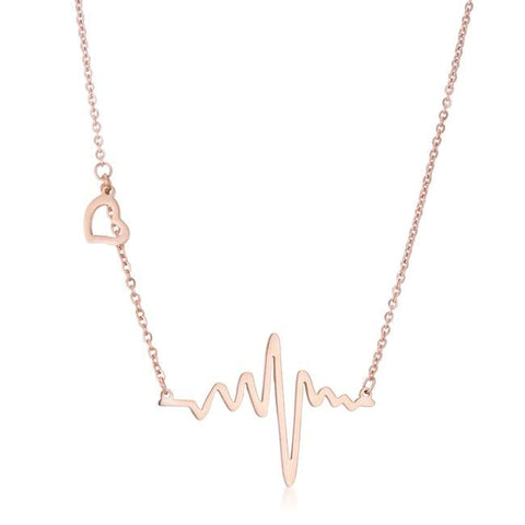 Hana Heartbeat Silver Stainless Steel Necklace