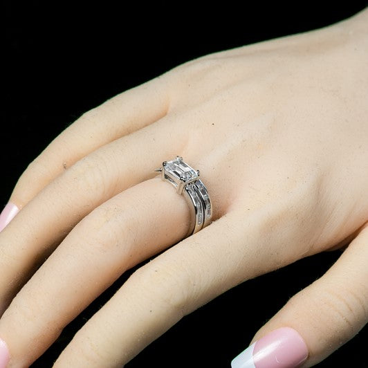 Hansa 8x6mm Emerald Engagement Ring Set | 1ct | 2.5ct