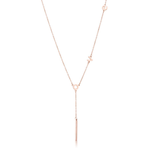 Love Rose Gold Lariat Necklace | Stainless Steel